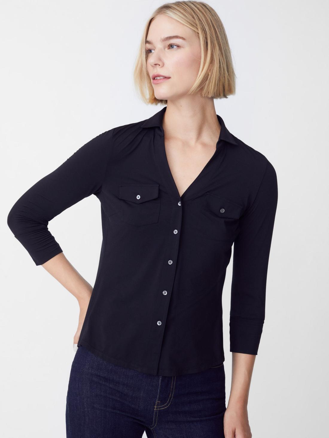 J.McLaughlin Brynn Lyford Jersey Shirt Black | Women Shirts &amp; Tops