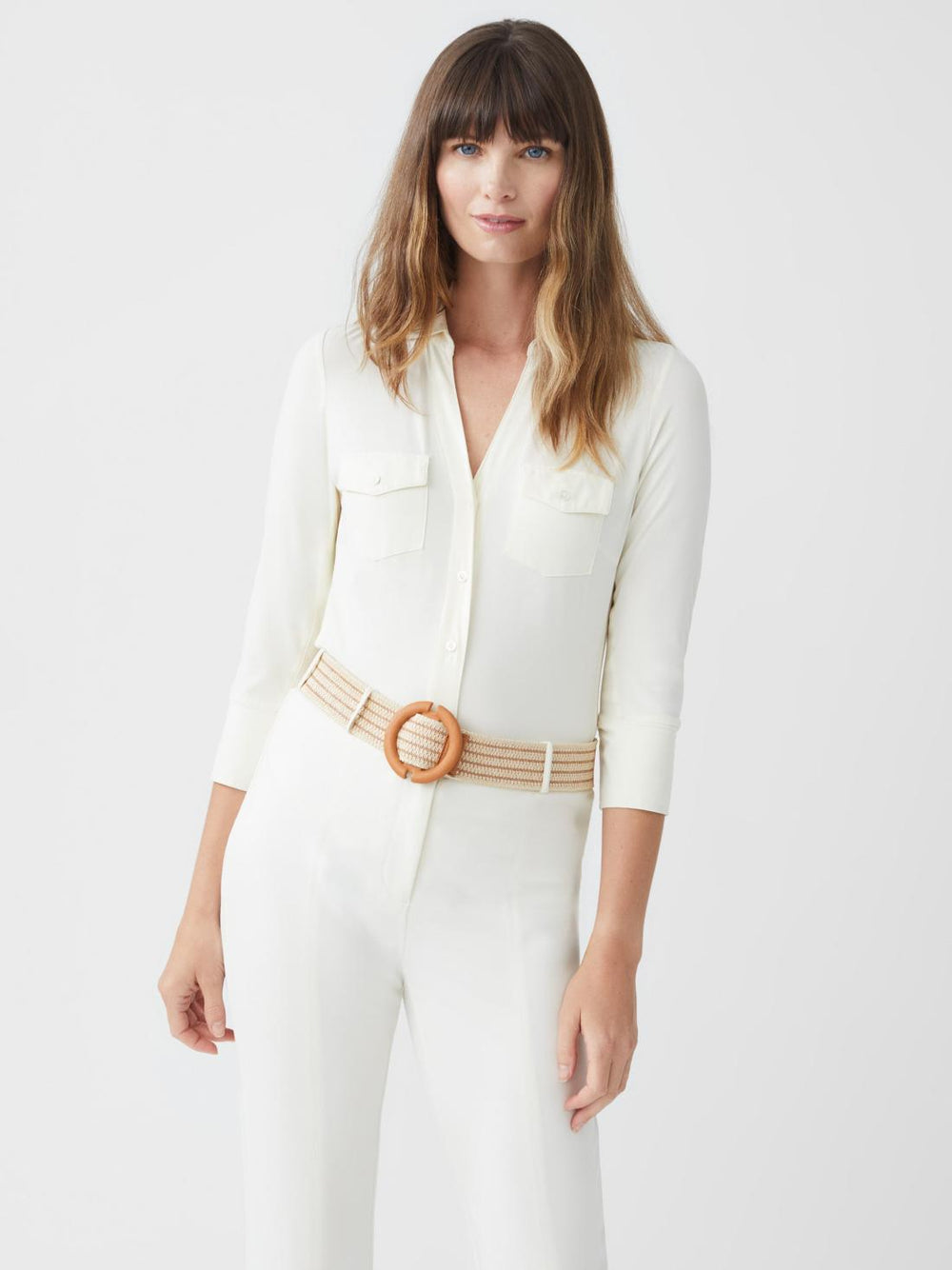 J.McLaughlin Brynn Lyford Jersey Shirt Off White | Women Shirts &amp; Tops