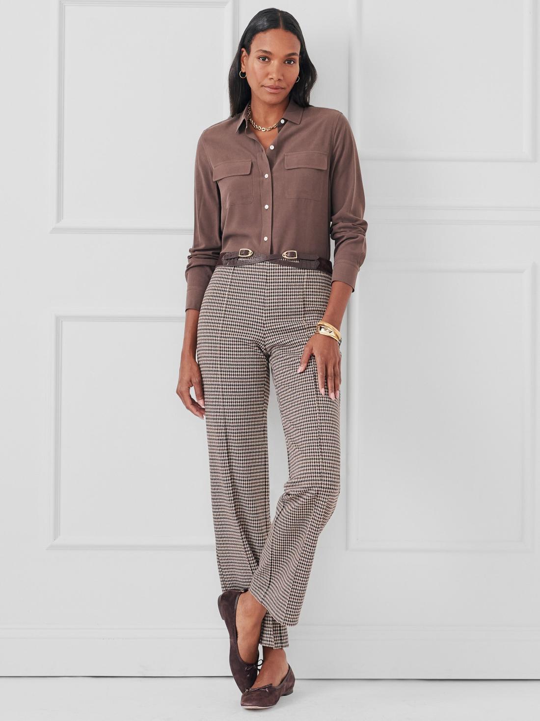 J.McLaughlin Calder Pants In Houndstooth Jacquard Cream/brown/black | Women Pants