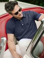 J.McLaughlin Callahan Cotton Polo Navy | Men Knits &amp; Polos