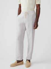 J.McLaughlin Callistair Linen Pants In Hairline Stripe White/beige | Men Pants