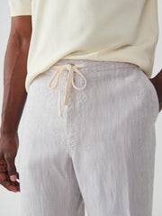 J.McLaughlin Callistair Linen Pants In Hairline Stripe White/beige | Men Pants