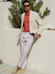 J.McLaughlin Callistair Linen Pants In Hairline Stripe White/beige | Men Pants