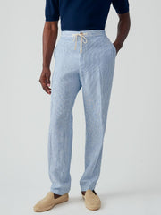J.McLaughlin Callistair Linen Pants In Hairline Stripe White/navy | Men Pants