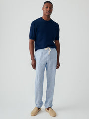 J.McLaughlin Callistair Linen Pants In Hairline Stripe White/navy | Men Pants