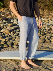 J.McLaughlin Callistair Linen Pants In Hairline Stripe White/navy | Men Pants