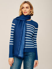 J.McLaughlin Carey Cashmere Scarf Navy/jmc Blue | Women Scarves