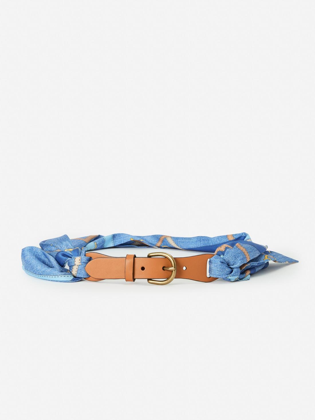 J.McLaughlin Carla Scarf Belt In Buckhead Belt Texture Denim/tan | Women Belts