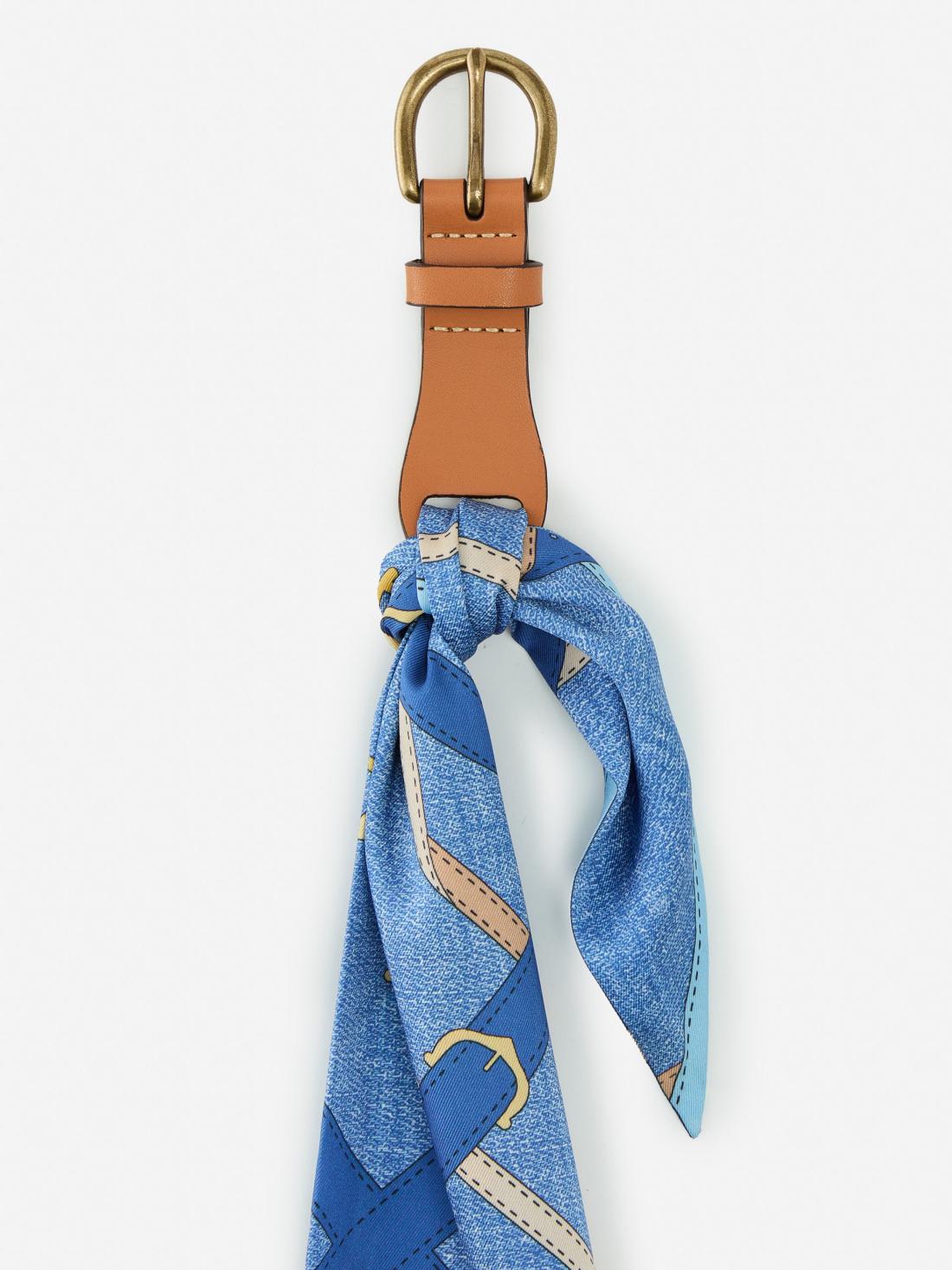 J.McLaughlin Carla Scarf Belt In Buckhead Belt Texture Denim/tan | Women Belts