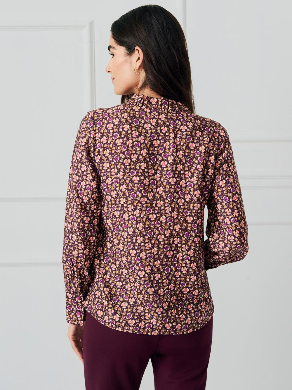 J.McLaughlin Cecilia Blouse In Flower Market Plum/purple/off White | Women Shirts &amp; Tops