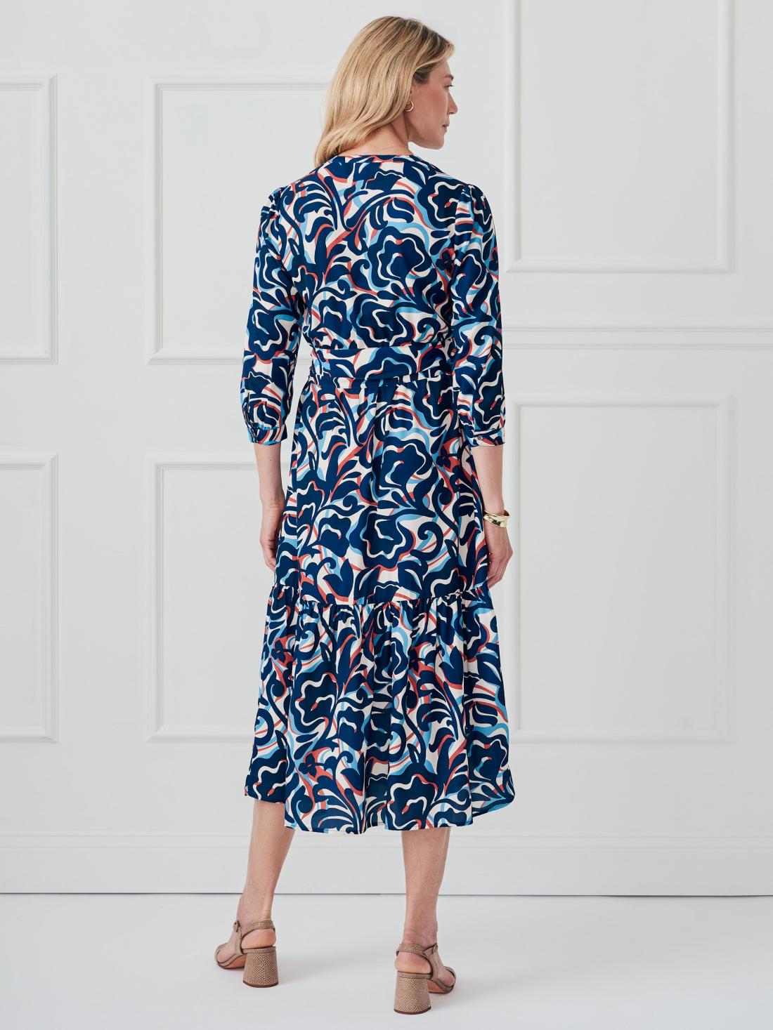 J.McLaughlin Cerina Dress In Garden Dance Off White/navy | Women Dresses