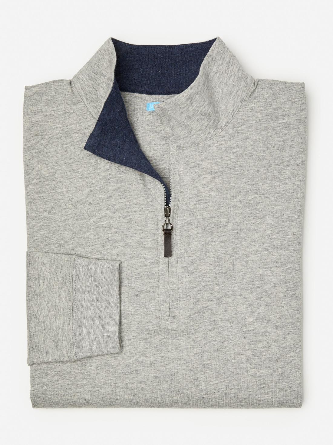 J.McLaughlin Clermont Cotton 1/4 Zip Heather Grey | Men Knits &amp; Polos