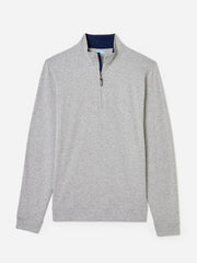 J.McLaughlin Clermont Cotton 1/4 Zip Heather Grey | Men Knits &amp; Polos