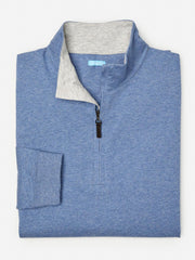 J.McLaughlin Clermont Cotton 1/4 Zip Heather Light Denim | Men Knits &amp; Polos