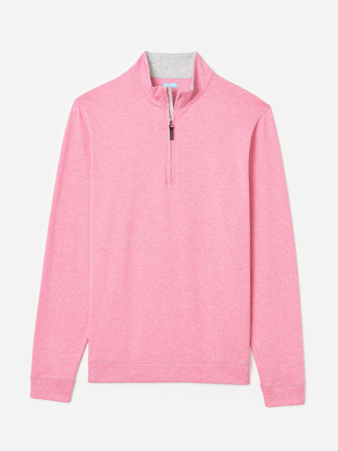 J.McLaughlin Clermont Cotton 1/4 Zip Heather Pink | Men Knits &amp; Polos