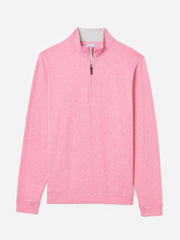 J.McLaughlin Clermont Cotton 1/4 Zip Heather Pink | Men Knits &amp; Polos