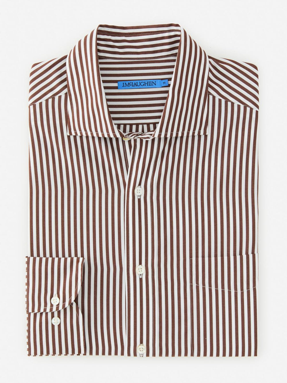 J.McLaughlin Club Classic Fit Shirt In Bengal Stripe Brown/white | Men Shirts
