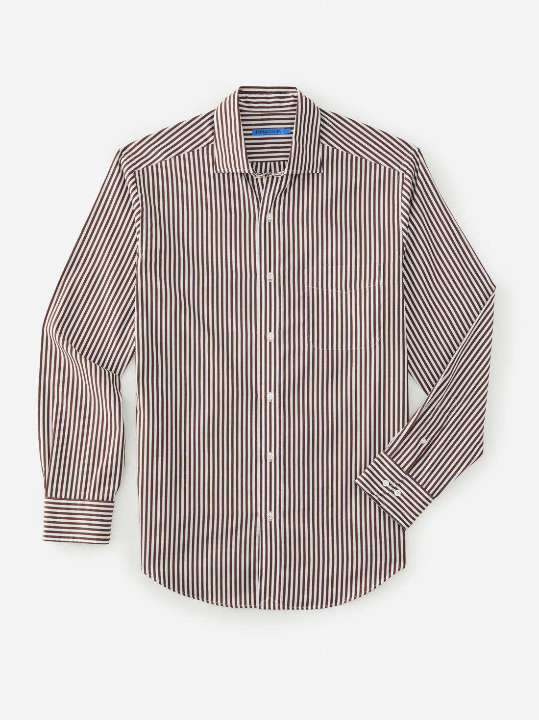 J.McLaughlin Club Classic Fit Shirt In Bengal Stripe Brown/white | Men Shirts