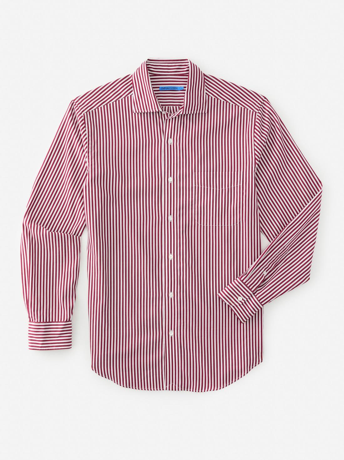 J.McLaughlin Club Classic Fit Shirt In Bengal Stripe Claret/white | Men Shirts