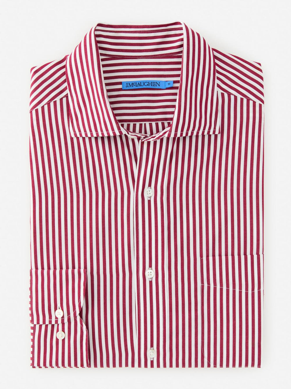 J.McLaughlin Club Classic Fit Shirt In Bengal Stripe Claret/white | Men Shirts