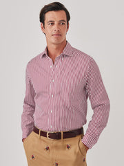J.McLaughlin Club Classic Fit Shirt In Bengal Stripe Claret/white | Men Shirts