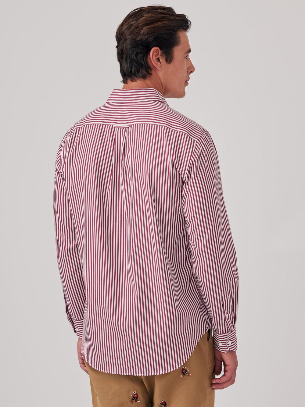 J.McLaughlin Club Classic Fit Shirt In Bengal Stripe Claret/white | Men Shirts