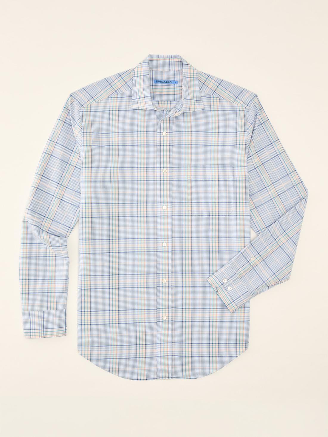 J.McLaughlin Club Classic Fit Shirt In Plaid White/green/pink | Men Shirts