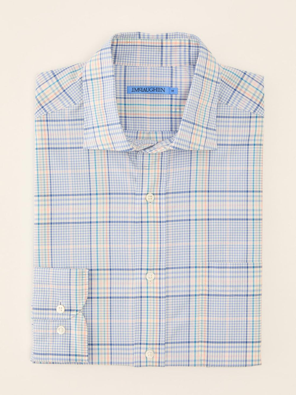 J.McLaughlin Club Classic Fit Shirt In Plaid White/green/pink | Men Shirts