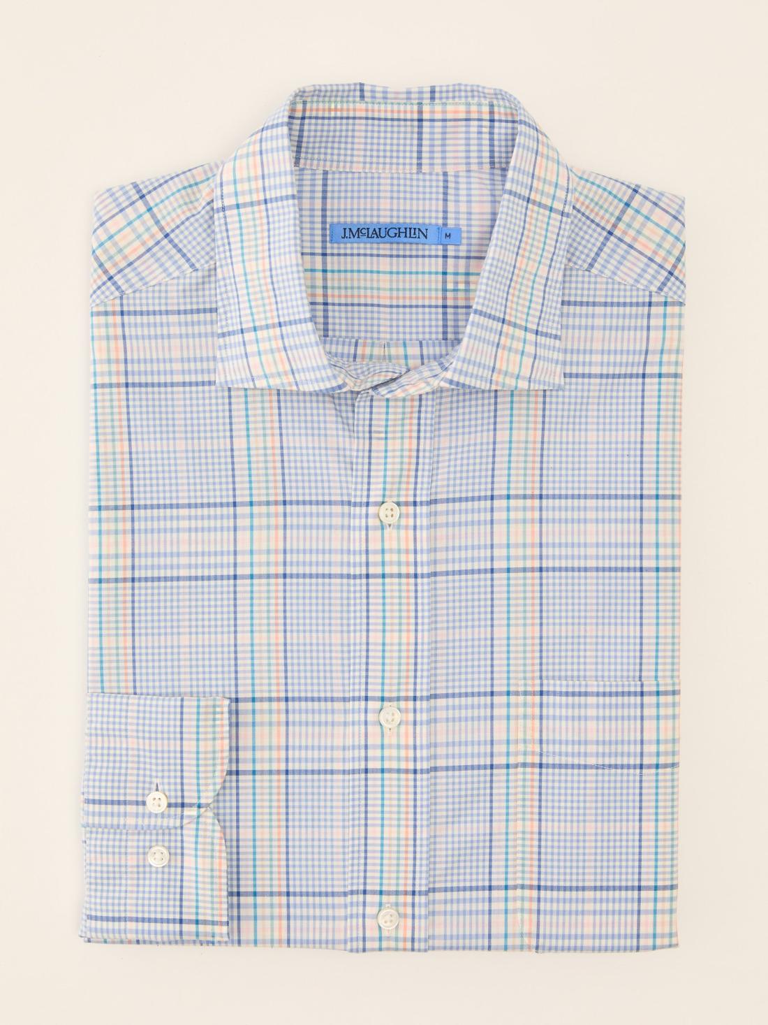 J.McLaughlin Club Classic Fit Shirt In Plaid White/green/pink | Men Shirts