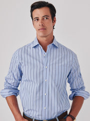 J.McLaughlin Club Classic Fit Shirt In Shadow Stripe Blue/light Blue/white | Men Shirts