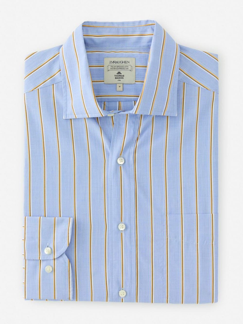 J.McLaughlin Club Classic Fit Shirt In Shadow Stripe Yellow/blue/white | Men Shirts