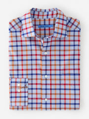 J.McLaughlin Club Classic Fit Shirt In Tattersall Blue/orange/oxford Blue | Men Shirts