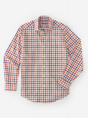 J.McLaughlin Club Classic Fit Shirt In Tattersall Orange/ivory/oxford Blue | Men Shirts
