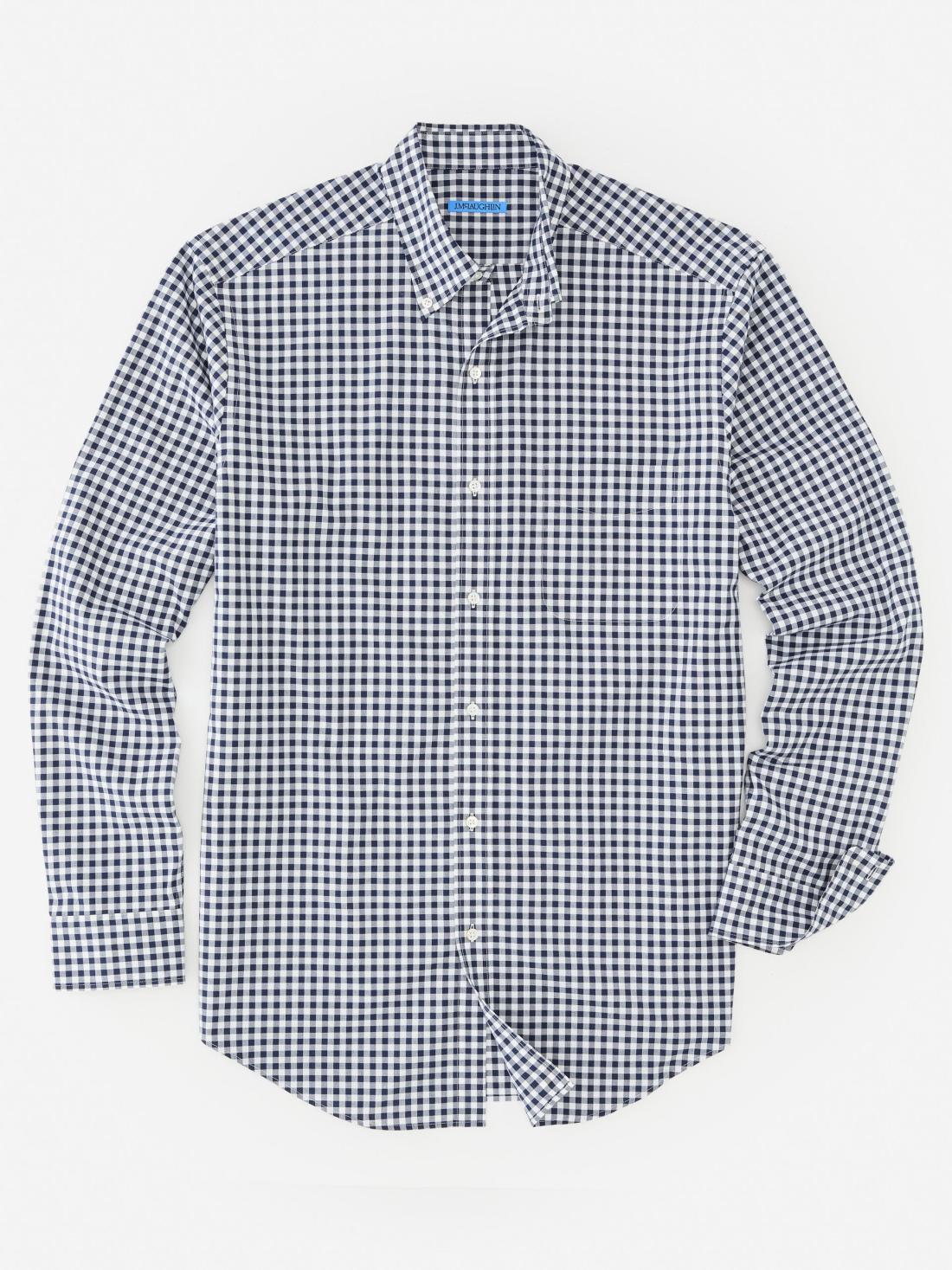 J.McLaughlin Collis Classic Fit Shirt In Gingham Navy/white | Men Shirts