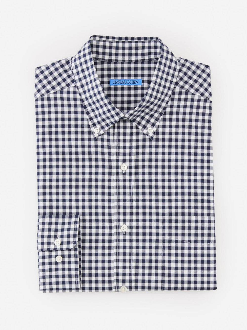 J.McLaughlin Collis Classic Fit Shirt In Gingham Navy/white | Men Shirts