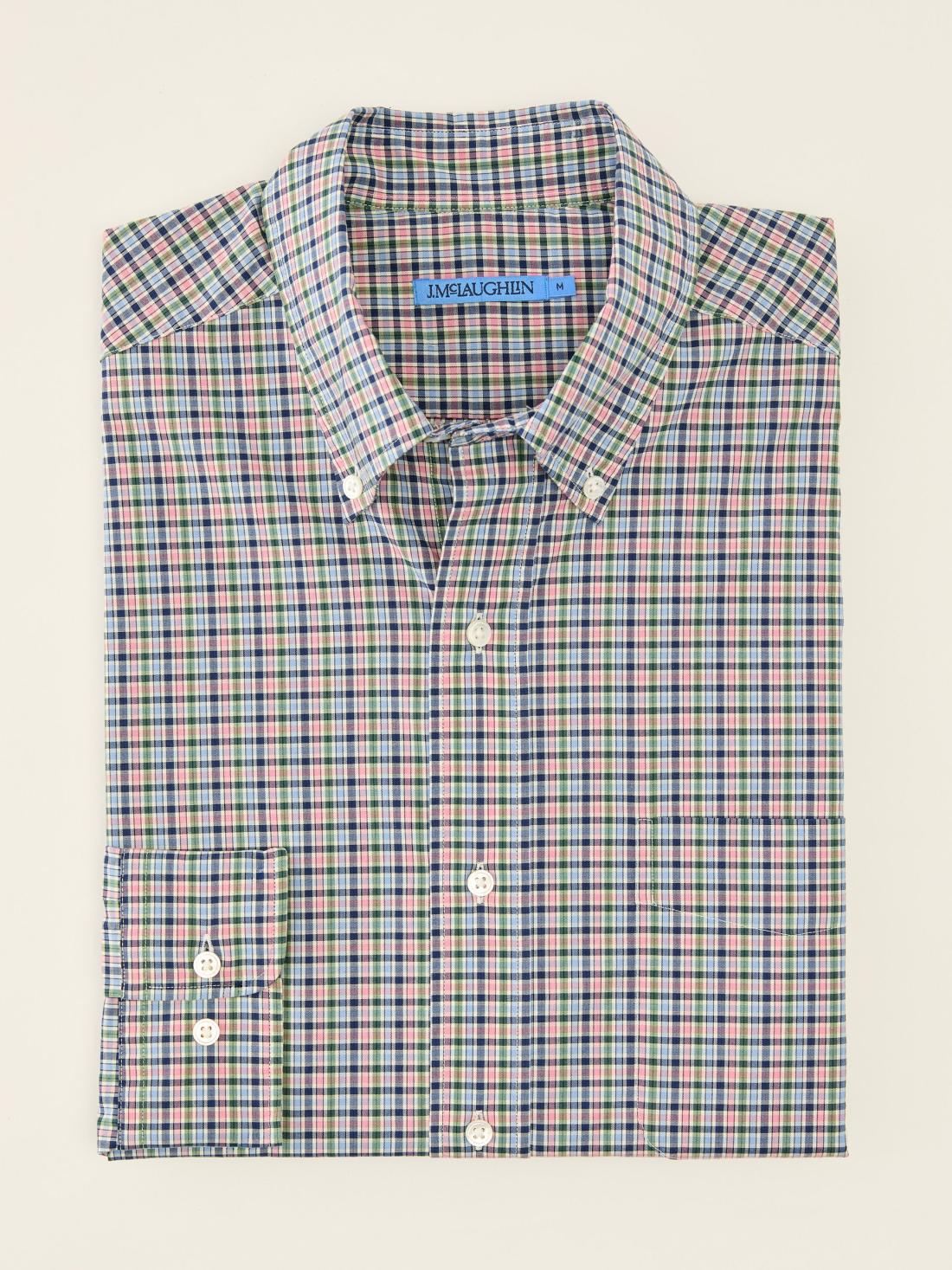 J.McLaughlin Collis Classic Fit Shirt In Plaid Green/blue/pink | Men Shirts