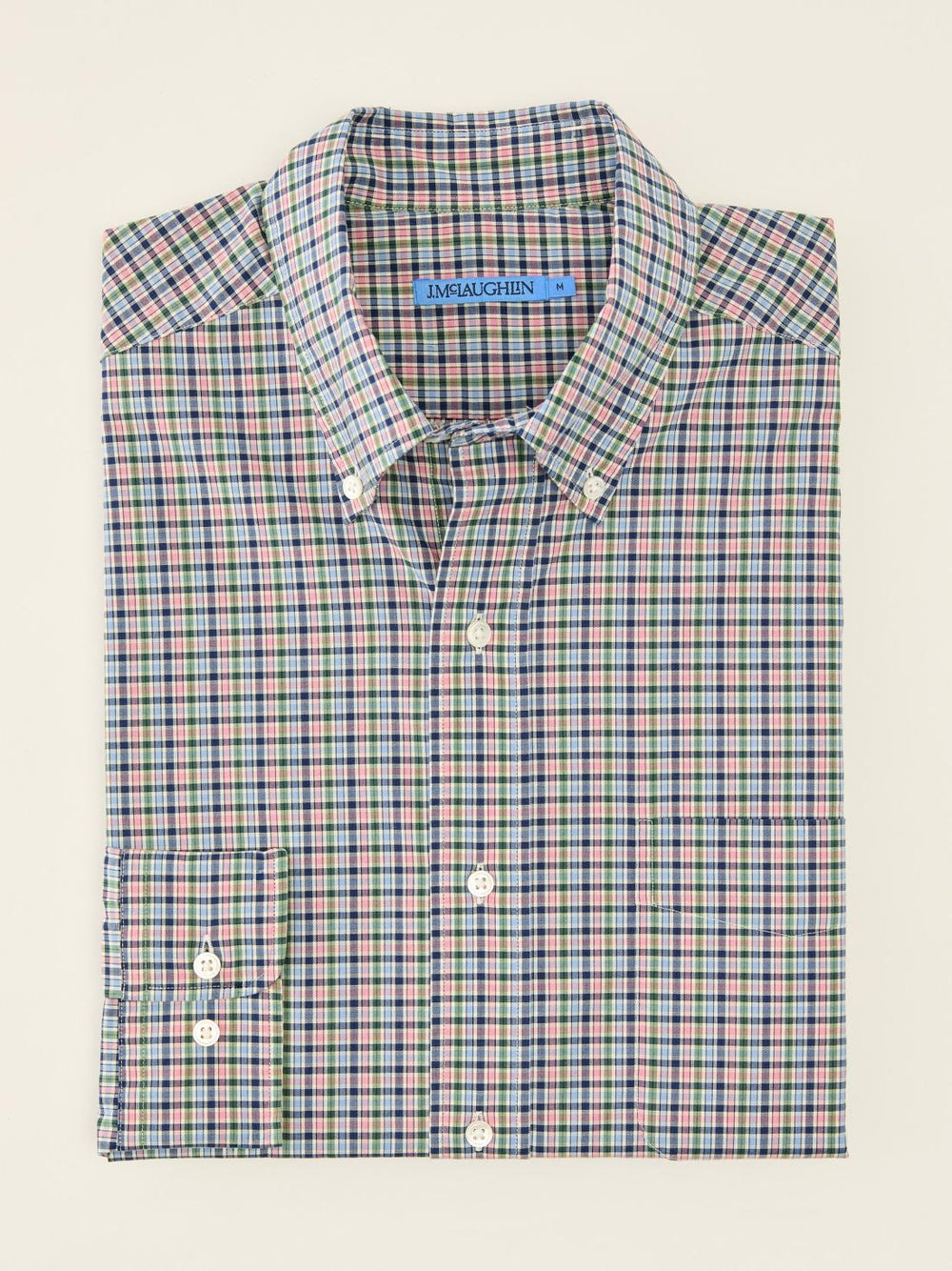 J.McLaughlin Collis Classic Fit Shirt In Plaid Green/blue/pink | Men Shirts
