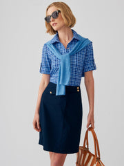 J.McLaughlin Cornelia Shirt In Layered Lines Navy/blue | Women Catalina Cloth™ Dresses