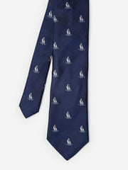 J.McLaughlin Cotton Silk Tie In Sailboat Navy | Men Ties