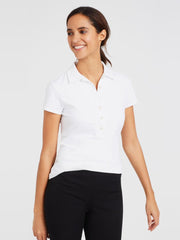J.McLaughlin Court Cap Sleeve Polo White | Women Shirts &amp; Tops
