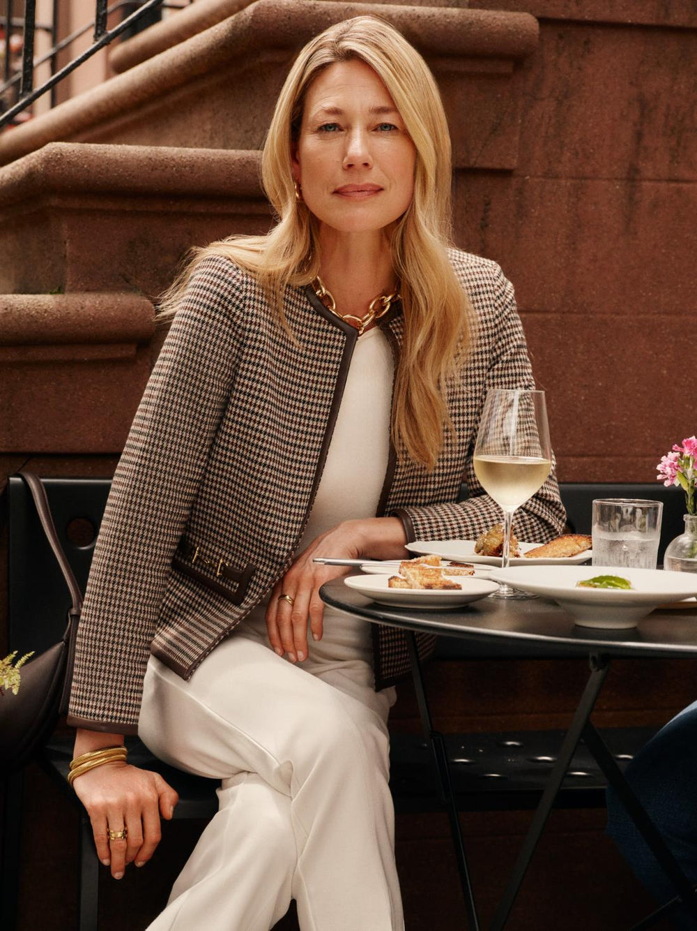 J.McLaughlin Cyna Jacket In Houndstooth Jacquard Cream/brown/black | Women Jackets