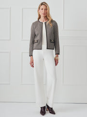 J.McLaughlin Cyna Jacket In Houndstooth Jacquard Cream/brown/black | Women Jackets