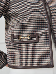 J.McLaughlin Cyna Jacket In Houndstooth Jacquard Cream/brown/black | Women Jackets