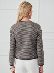 J.McLaughlin Cyna Jacket In Houndstooth Jacquard Cream/brown/black | Women Jackets