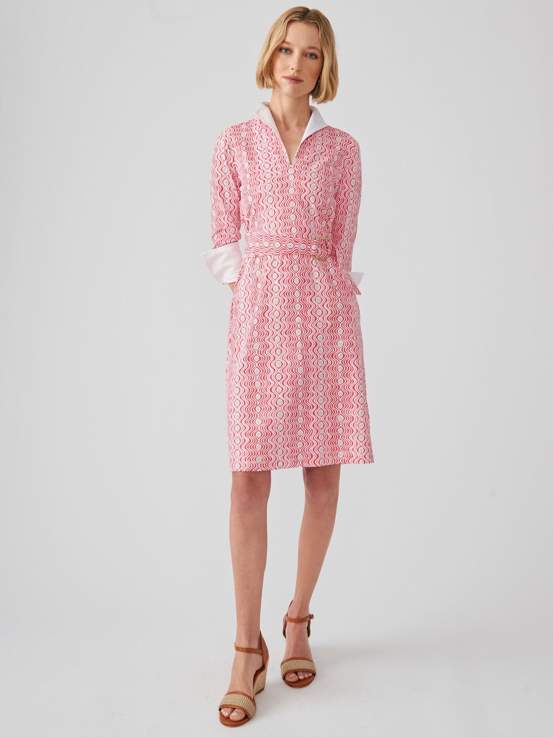 J.McLaughlin Daniele Dress In Costa Key Hot Pink/white | Women Dresses