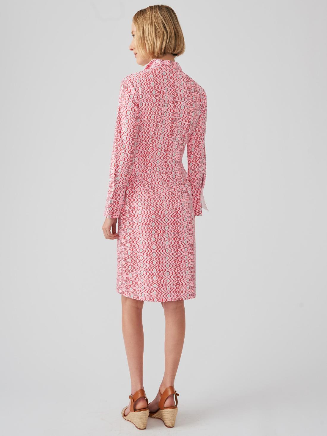 J.McLaughlin Daniele Dress In Costa Key Hot Pink/white | Women Dresses