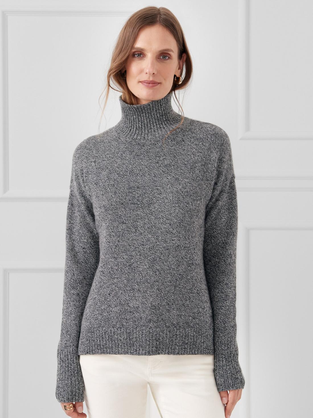 J.McLaughlin Dina Cashmere Turtleneck Black/light Gray | Women Sweaters