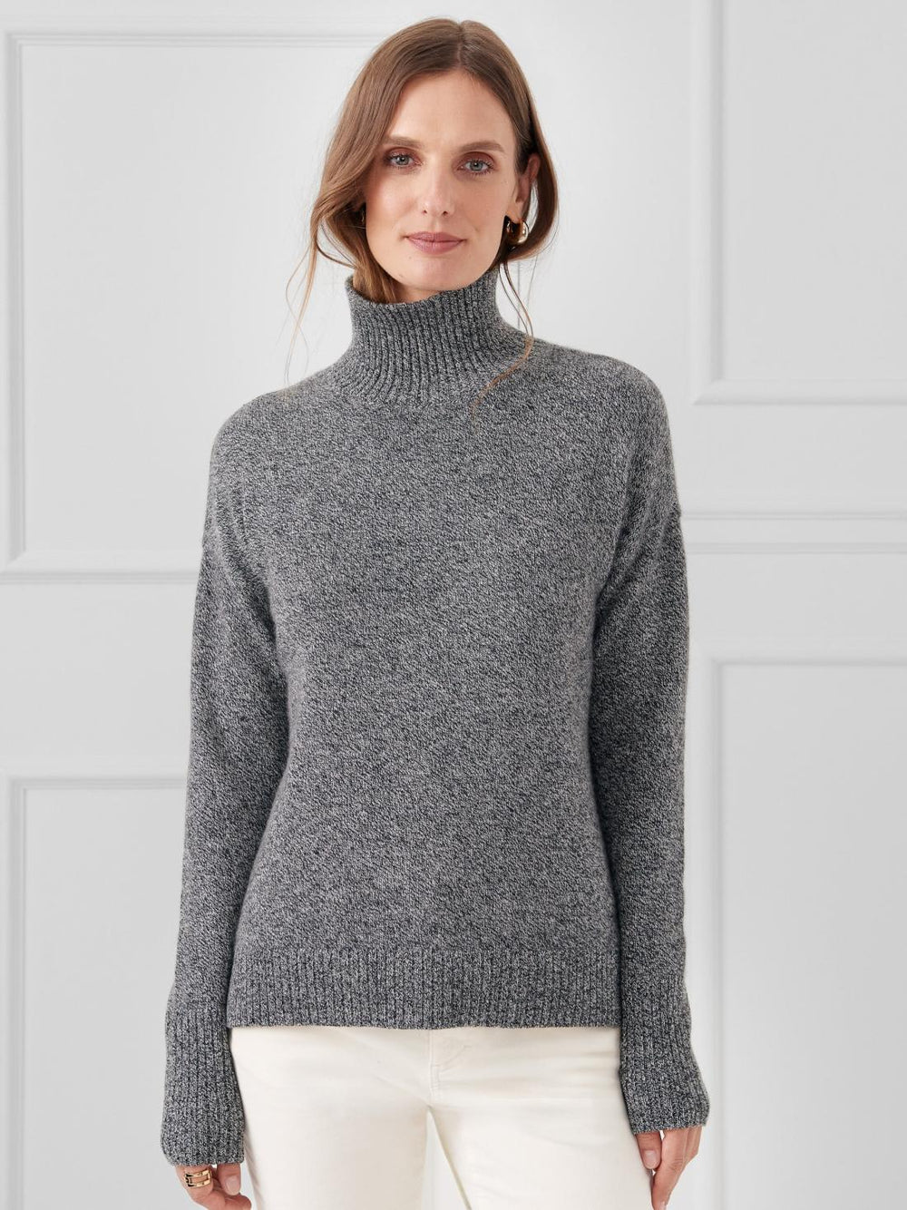 J.McLaughlin Dina Cashmere Turtleneck Black/light Gray | Women Sweaters