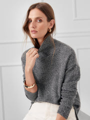 J.McLaughlin Dina Cashmere Turtleneck Black/light Gray | Women Sweaters