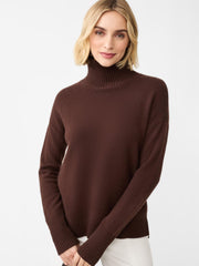J.McLaughlin Dina Cashmere Turtleneck Chocolate Brown | Women Sweaters